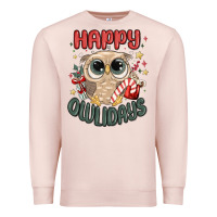 Pale Pink happy owlidays Premium Sweatshirt - MaliasSmallBusiness