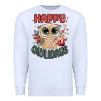 White happy owlidays Premium Sweatshirt - MaliasSmallBusiness