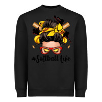 Black softball life messy bun Heavyweight Sweatshirt - Zillion Design Studio