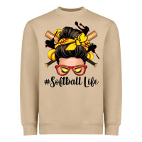 Mushroom softball life messy bun Heavyweight Sweatshirt - Zillion Design Studio