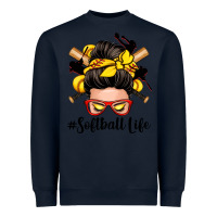 Navy softball life messy bun Heavyweight Sweatshirt - Zillion Design Studio