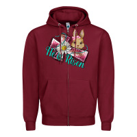 Burgundy he is risen cross rabbit Zipper Hoodie - BarkalooDesign