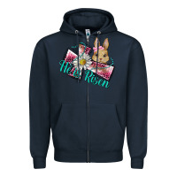 Navy he is risen cross rabbit Zipper Hoodie - BarkalooDesign