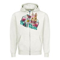 Oatmeal Heather he is risen cross rabbit Zipper Hoodie - BarkalooDesign
