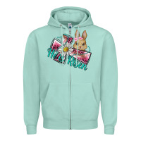 Seafoam he is risen cross rabbit Zipper Hoodie - BarkalooDesign