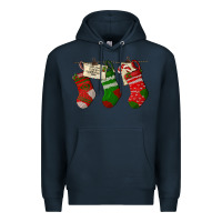 Navy Christmas Socks With Santa Letter Premium Hoodie - LillyAllenDesigns
