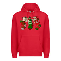 Red Christmas Socks With Santa Letter Premium Hoodie - LillyAllenDesigns