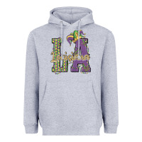 Heather Grey louisiana mardi gras Heavyweight Hoodie - MaliasSmallBusiness