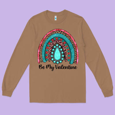 Be My Valentine Gemstone Rainbow Long Sleeve Tee Designed By Jahusdesignshop