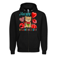 Black happy valentines day Zipper Hoodie - NancyCooperArtShop