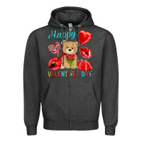 Charcoal Heather happy valentines day Zipper Hoodie - NancyCooperArtShop