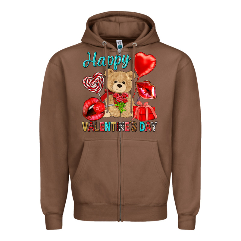 Happy Valentines Day Zipper Hoodie by NancyCooperArtShop | Teevron