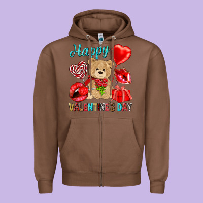 Happy Valentines Day Zipper Hoodie Designed By Nancycooperartshop