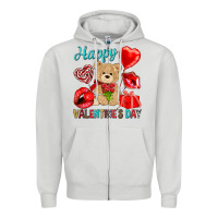 Dove Grey happy valentines day Zipper Hoodie - NancyCooperArtShop