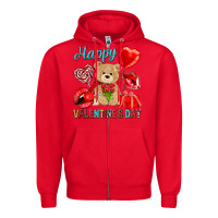 Red happy valentines day Zipper Hoodie - NancyCooperArtShop