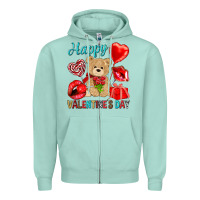 Seafoam happy valentines day Zipper Hoodie - NancyCooperArtShop