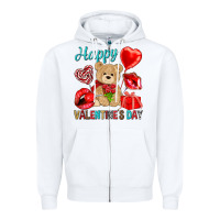 White happy valentines day Zipper Hoodie - NancyCooperArtShop