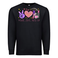 Black peace love make up Premium Sweatshirt - MaliasSmallBusiness