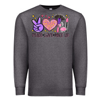 Charcoal Heather peace love make up Premium Sweatshirt - MaliasSmallBusiness