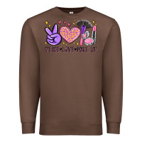 Chestnut peace love make up Premium Sweatshirt - MaliasSmallBusiness