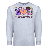 Heather Grey peace love make up Premium Sweatshirt - MaliasSmallBusiness