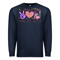 Navy peace love make up Premium Sweatshirt - MaliasSmallBusiness