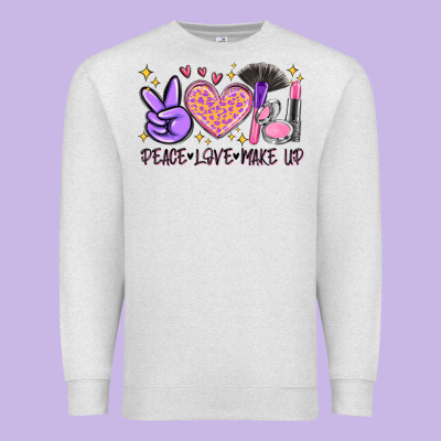 Peace Love Make Up Premium Sweatshirt Designed By Maliassmallbusiness