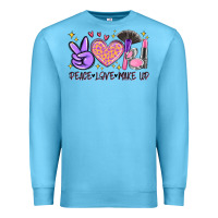 Ocean Blue peace love make up Premium Sweatshirt - MaliasSmallBusiness