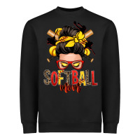 Black softball mom messy bun Heavyweight Sweatshirt - Zillion Design Studio