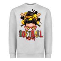 Heather Grey softball mom messy bun Heavyweight Sweatshirt - Zillion Design Studio