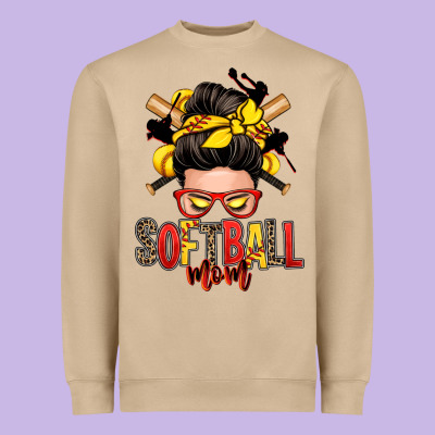 Softball Mom Messy Bun Heavyweight Sweatshirt Designed By Zillion Design Studio