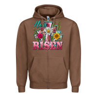 Chestnut he is risen cross easter Zipper Hoodie - BarkalooDesign