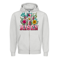 Dove Grey he is risen cross easter Zipper Hoodie - BarkalooDesign