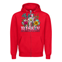 Red he is risen cross easter Zipper Hoodie - BarkalooDesign
