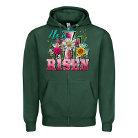 Sports Green he is risen cross easter Zipper Hoodie - BarkalooDesign
