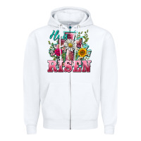 White he is risen cross easter Zipper Hoodie - BarkalooDesign