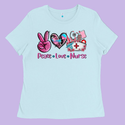 Peace Love Nurse Ladies Tee Designed By Adodesignshop