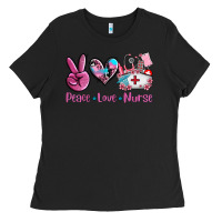 Black peace love nurse Ladies Tee - AdoDesignShop