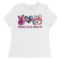 White peace love nurse Ladies Tee - AdoDesignShop