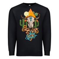 Black free spirit bull skull Premium Sweatshirt - MaliasSmallBusiness
