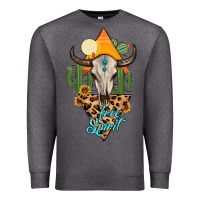 Charcoal Heather free spirit bull skull Premium Sweatshirt - MaliasSmallBusiness