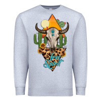 Heather Grey free spirit bull skull Premium Sweatshirt - MaliasSmallBusiness