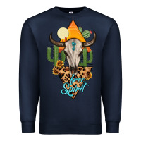 Navy free spirit bull skull Premium Sweatshirt - MaliasSmallBusiness