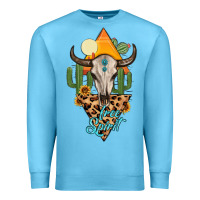 Ocean Blue free spirit bull skull Premium Sweatshirt - MaliasSmallBusiness