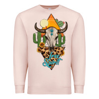 Pale Pink free spirit bull skull Premium Sweatshirt - MaliasSmallBusiness
