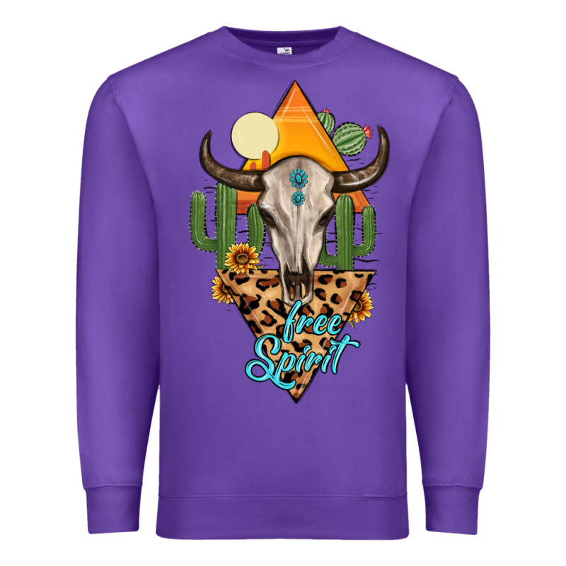 Free Spirit Bull Skull Premium Sweatshirt by MaliasSmallBusiness | Teevron