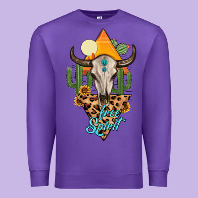 Free Spirit Bull Skull Premium Sweatshirt Designed By Maliassmallbusiness