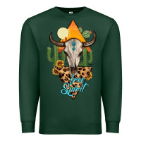 Sports Green free spirit bull skull Premium Sweatshirt - MaliasSmallBusiness