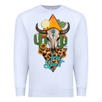 White free spirit bull skull Premium Sweatshirt - MaliasSmallBusiness