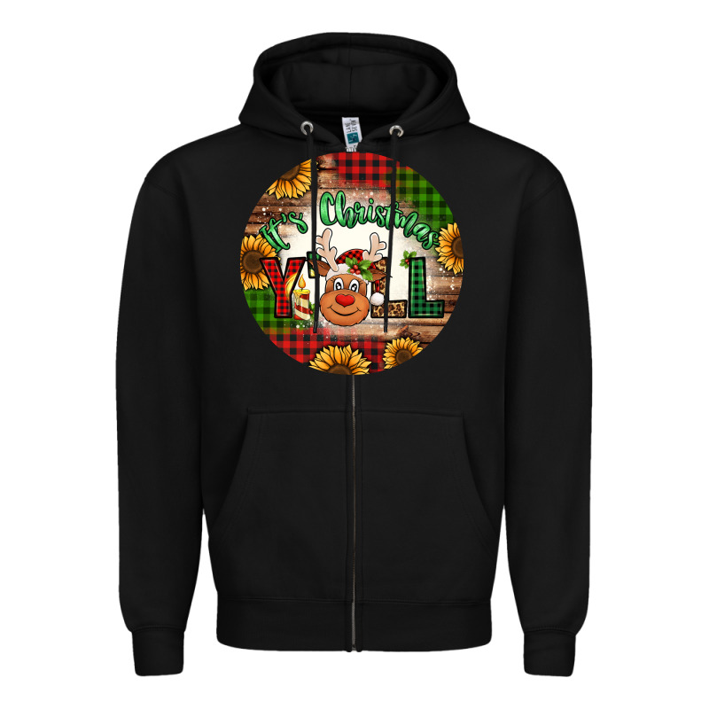It's Christmas Y'all Reindeer Christmas Zipper Hoodie by Jasminsmagicworld | Teevron
